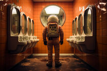 Houston We Have A Problem - Astronaut auf Toilette von Frank Daske