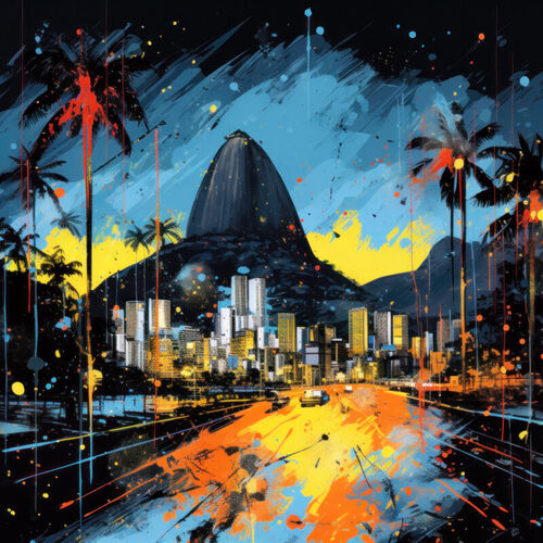 Rio-de-janeiro-at-night-illustratio-streetart-painting-wall-art-framed-print-poster