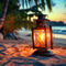 Lantern-at-a-tropical-beach-digital-artwork-framed-art-print