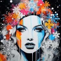 WHITE SNOWFLAKES BEAUTY by Poptonicart by Claudia Sauter
