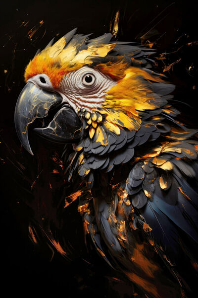 Papagei-in-schwarz-und-gold-modernes-gemaelde-auf-leinwand-acrylglas-dibond-poster-kopie