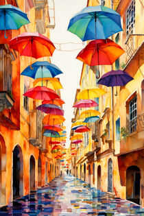 'Straße mit Sonnenschirmen' von artemberaubend