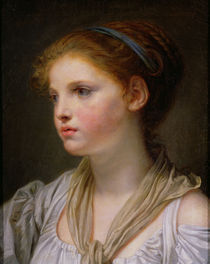0irl with a Blue Ribbon  by Jean Baptiste Greuze