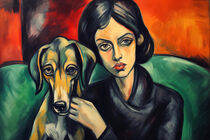 Portrait Frau mit Hund - Inspiriert vom Deutschen Expressionismus by Frank Daske