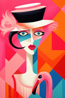 'Die Flamingo-Frau - Dekoratives Plakat' von Frank Daske