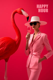 'Happy Hour mit Flamingo | Model Fotografie in Rosa-Rot' by Frank Daske
