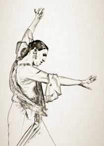 Flamenco dancer black line art by Elzbieta Petryka