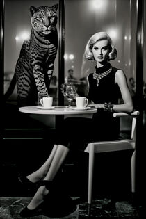 Tee mit Tiger Lili | Schwarz-Weiß Fotografie von Frank Daske