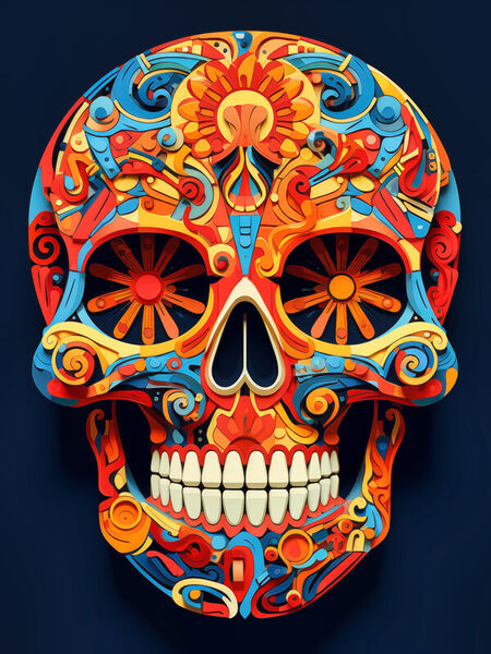 Art-skull-in-red-and-blue-3-4