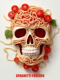 Spaghetti Forever Skull - Küchen Poster by Frank Daske