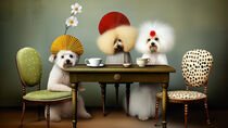 Fashionable dogs at the table by Odon Czintos
