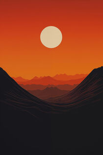 Abstract Mountain Sunset Poster | Sonnenuntergang von Frank Daske
