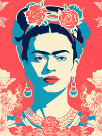 Retro Portrait Frida Kahlo von Frank Daske