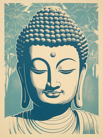 Retro Buddha in Grün für Meditation und Yoga by Frank Daske
