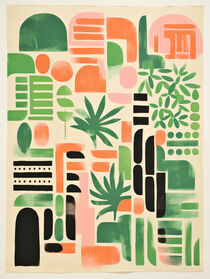 Die Rosa Stadt im Dschungel | Abstrakter Retro Print von Frank Daske