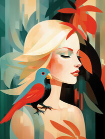 Blondine mit Vogel | Blonde with Bird von Frank Daske