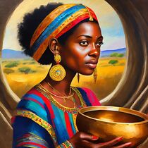 Tansanische Frau mit Kupferschale by Gina Koch