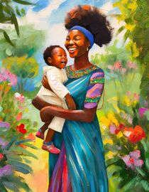 African beauty in a colorful garden by Gina Koch