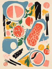 Küchen-Poster: Risographisches Retro Frühstück von Frank Daske