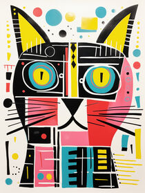 Abstrakt-Optimistisches Katzenportrait für die gute Laune von Frank Daske