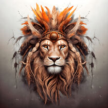 Löwenkopf mit Indianerschmuck von Bettina Dittmann
