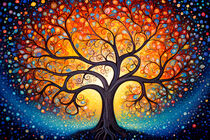 Lebensbaum | Tree of Life in Orange-Blau von Bettina Dittmann