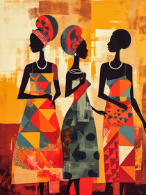 Drei Afrikanische Frauen | Farbenfrohe Collage von Frank Daske