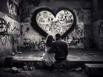 Dein ist mein Ganzes Herz | Graffiti fürs Wohnzimmer von Frank Daske