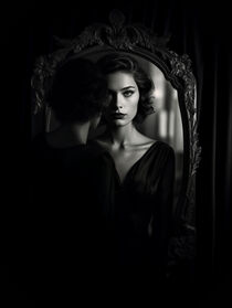 Die fremde Frau im Spiegel | Schwarz-weiß Portrait Fotografie von Frank Daske