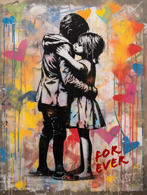 Liebe für Immer | Will love you Forever | Banksy Style Graffiti von Frank Daske