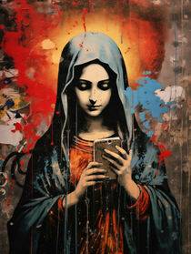 'Maria mit dem Handy | Street Art Portrait' von Frank Daske
