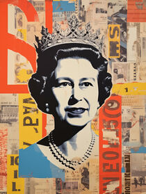 Die Queen | Street Art Collage Portrait by Frank Daske