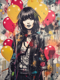 Nena Pop Art Graffiti Portrait mit 99 Luftballons von Frank Daske
