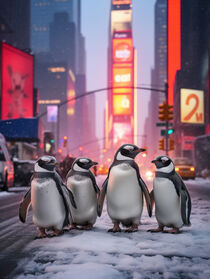 Vier Pinguine am Times Square | Four Penguins at Times Square | New York City by Frank Daske