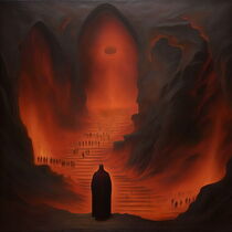 Dante Alighieri ready to enter Hell. by Luigi Petro