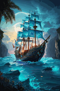 Galleon sailing the waves by lm2kone