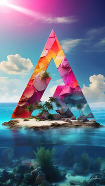 Abstract colorful triangle island