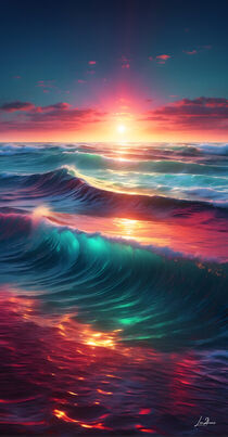 Sunset over the waves