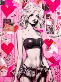 Pop Art Barbie | Street Art Graffiti in Pink von Frank Daske