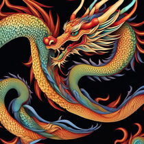 Intricate detailed illustration of a Chinese dragon. von Luigi Petro