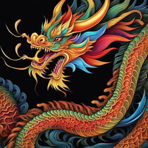 Intricate detailed illustration of a Chinese dragon. by Luigi Petro