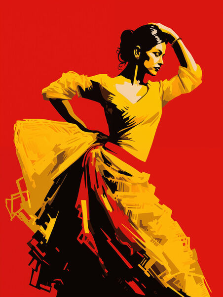 Flamenco-tanzerin-in-gelben-kleid-u-6600