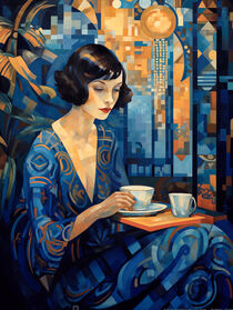 Die Art Deco Cafe-Frau | The Art Deco Cafe Woman von Frank Daske