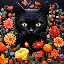 Katze im Blumenmeer by Carmen Janosch