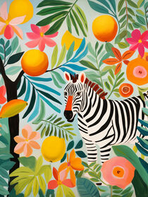 Zebra Im Garten | Zebra in the Garden | Naive Malerei von Frank Daske