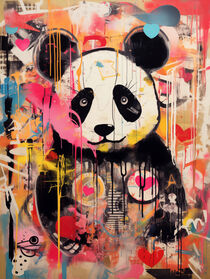 Panda im Pop Art Graffiti Stil | Panda in Pop Art Graffiti Style von Frank Daske