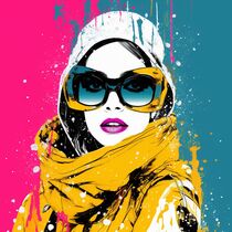 FASHION YELLOW SCARF by Poptonicart by Claudia Sauter