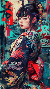 Japanisches Drachenmädchen | Japanese Dragon Girl von Frank Daske