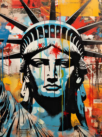 Freiheitsstatue als Pop Art Graffiti | Statue Of Liberty as Pop Art Graffiti von Frank Daske