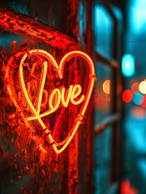 Neon Leuchtschrift Love in einem Herz | Neon Lettering Love inside a Heart von Frank Daske
